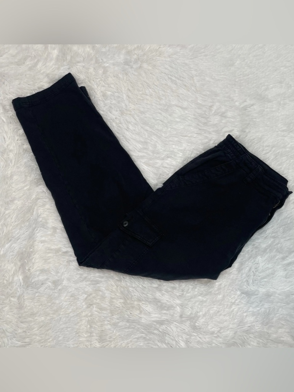 American Eagle Women’s Size 14 Black Cargo Baggy Jeans Y2K Grunge Straight Leg